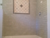 Subway tile shower with 30 inch recessed Decorative shelf