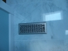 White Marble Tile Floor with Decorative Brushed Nickel Floor Vent